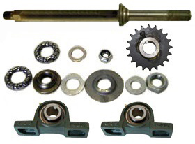 Axle rear for Worksman ADP Complete. Includes Axle & parts Kit
