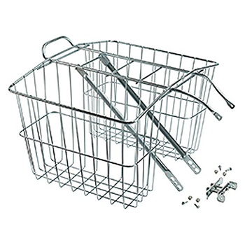 Basket Rear Steel Silver with integrated carrier Medium double rear baskets