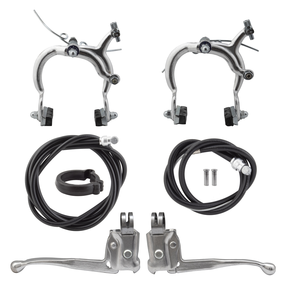 Brakeset Alloy front and rear calipers with levers (silver)