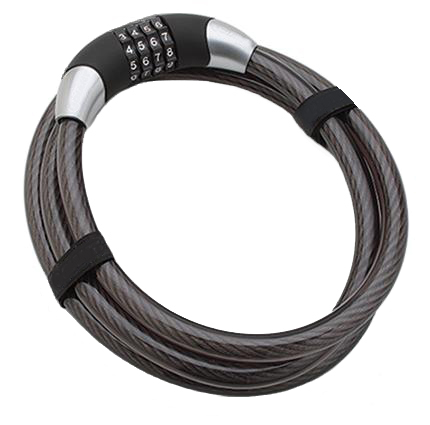Cable Lock, 1/2" X 6', (12mm x 185cm) Strong vinyl covered cable with resettable 4 digit combo lock