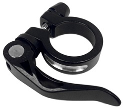 Seat post Clamp, Quick Release, 1-1/8" or 28.6mm, Silver or Black alloy