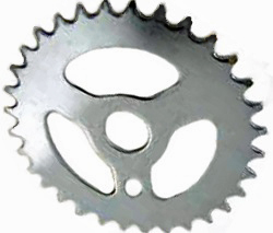 Sprocket, 36 Tooth, Steel Chrome for Regular Chain 1/2 X 1/8