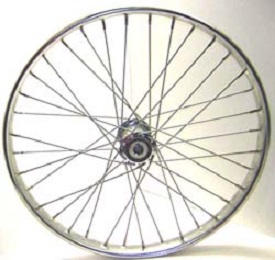 Wheel 26" Freewheel Side Worksman Steel Rim, 36-11ga Spokes for M2626 Mover Tricycle