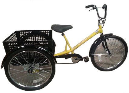 Tricycle Worksman Mover (M2626) Industrial Tricycle with rear steel Basket (23"x23"x12") - Coaster Brake